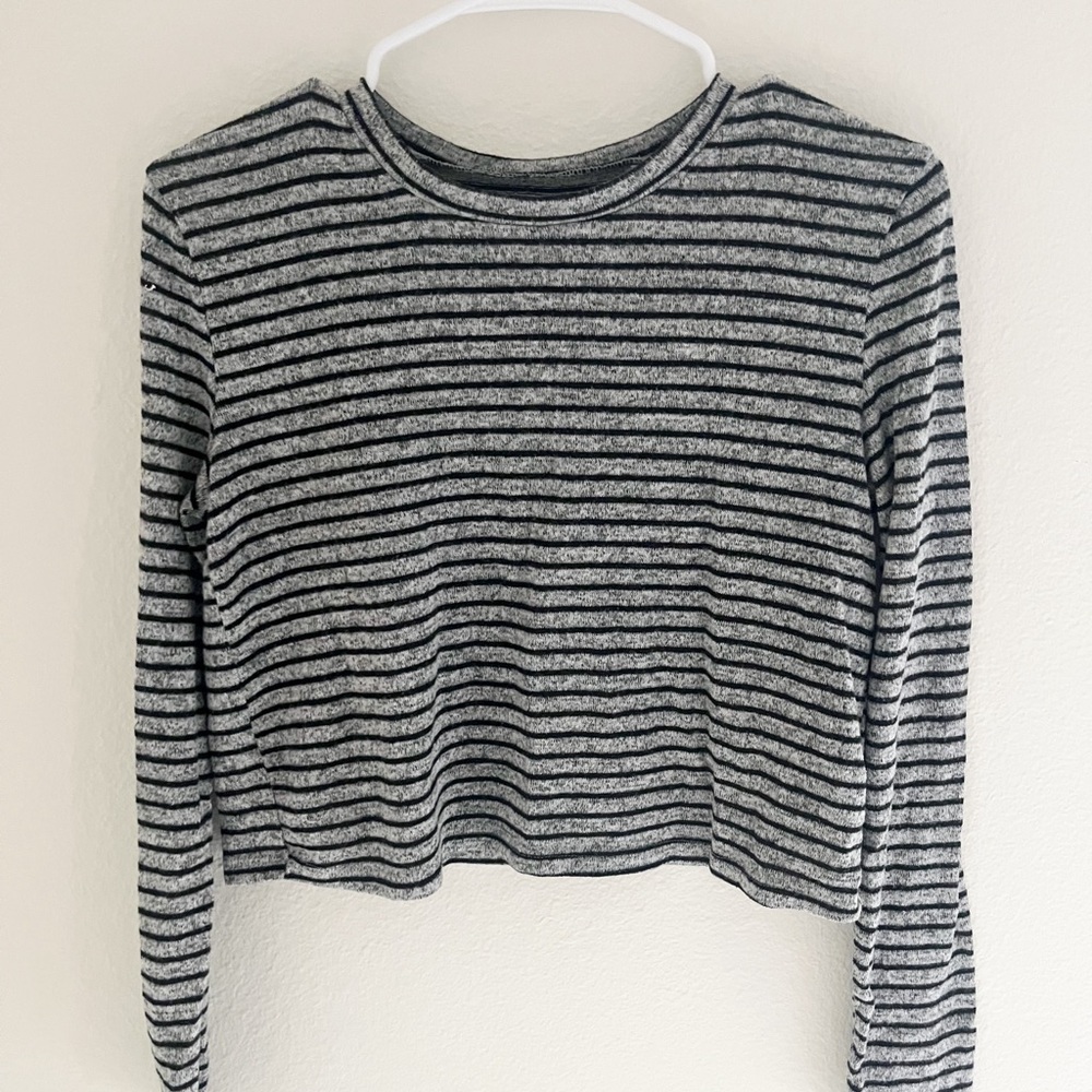 Striped Gray Long Sleeve Top